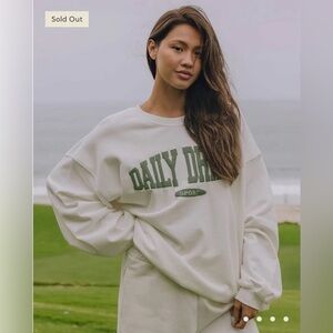 Daily Drills Oversized Sport Crew - Light Purple with Green Puff Lettering - M/L